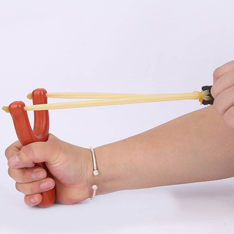 Solid wood slingshot traditional rubber band flat skin slingshot Children novice outdoor shooting nostalgic toy trial props