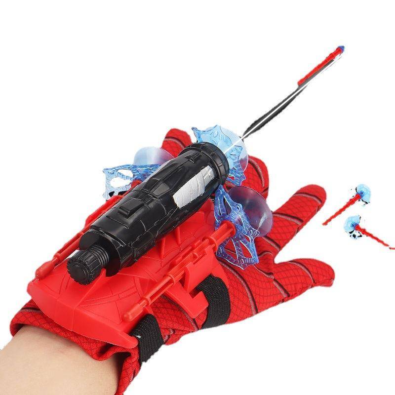 Spider-Swiss Glove Launcher soft-bombed children with bows and arrows outside the house