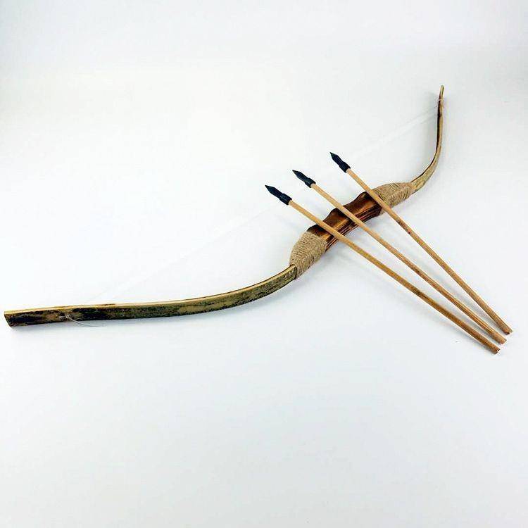 Antique bamboo wooden bow and arrow traditional props stage performance safety children's bow and arrow set outdoor shooting toys bow