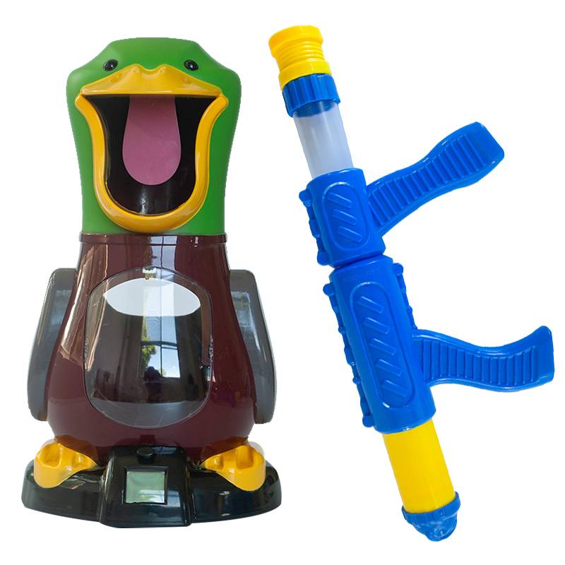 Children hitting my duck shooting toy simulation gun soft bomb air power gun launcher Little boy plastic bullet grab