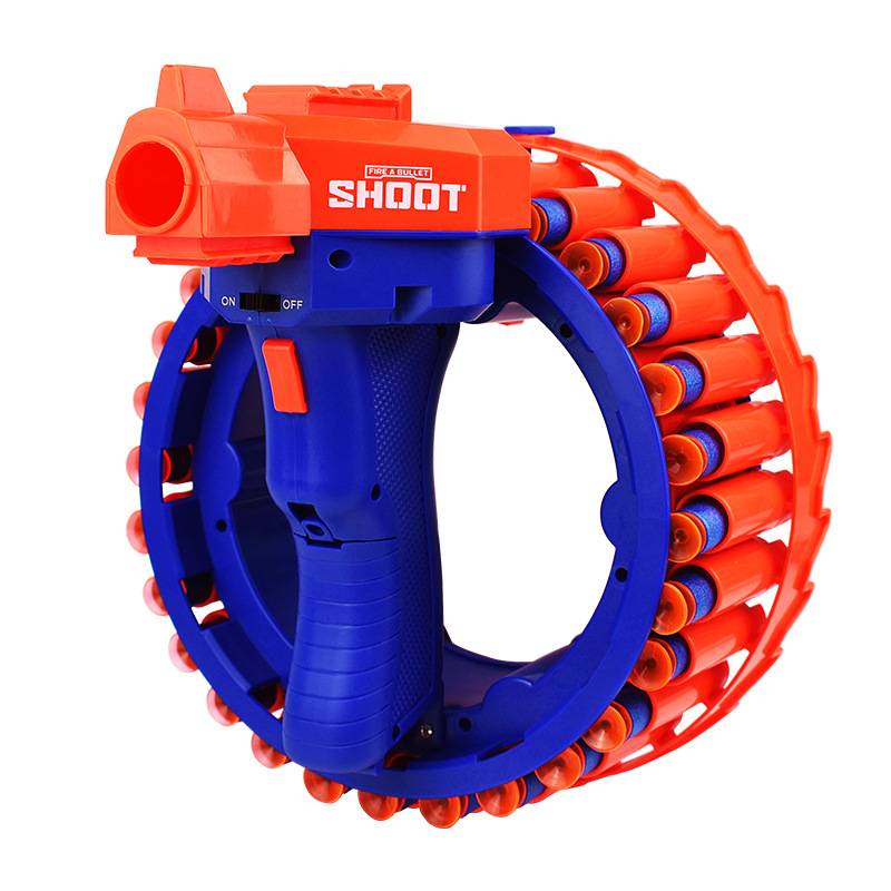 New cross -border children's electric bracelet rotor soft shotgun 28 consecutive EVA sponge bombs parent -child shooting toy gun