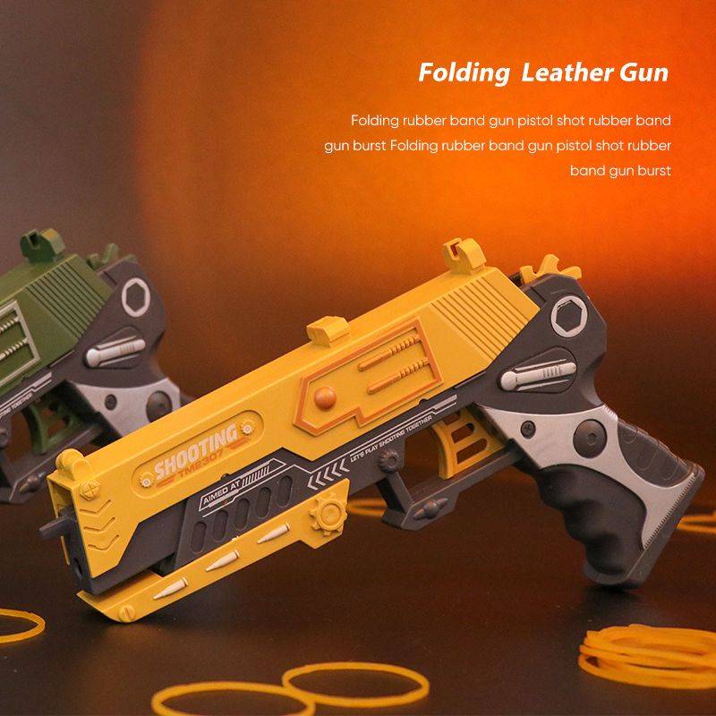 Multi -connected rubber band gun model Eating chicken battle can shoot and carry large pistol soft bomb safe children's toys