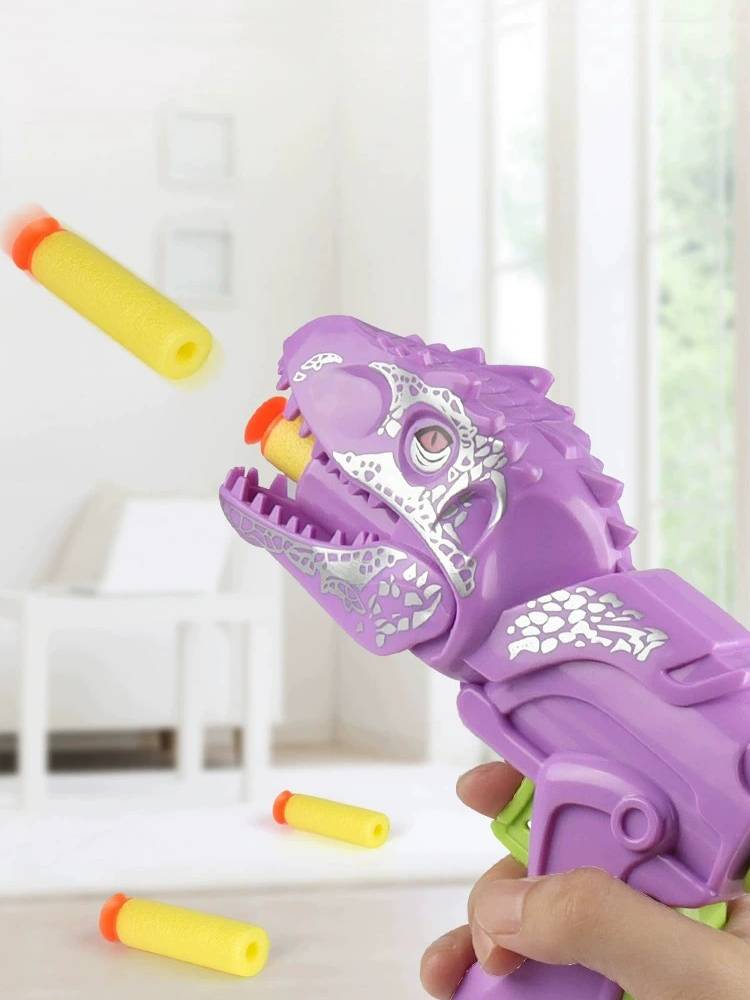 Children's dinosaur soft shotgun parent -child puzzle interactive simulation remote shooting continuous launch suction cup soft played toy male
