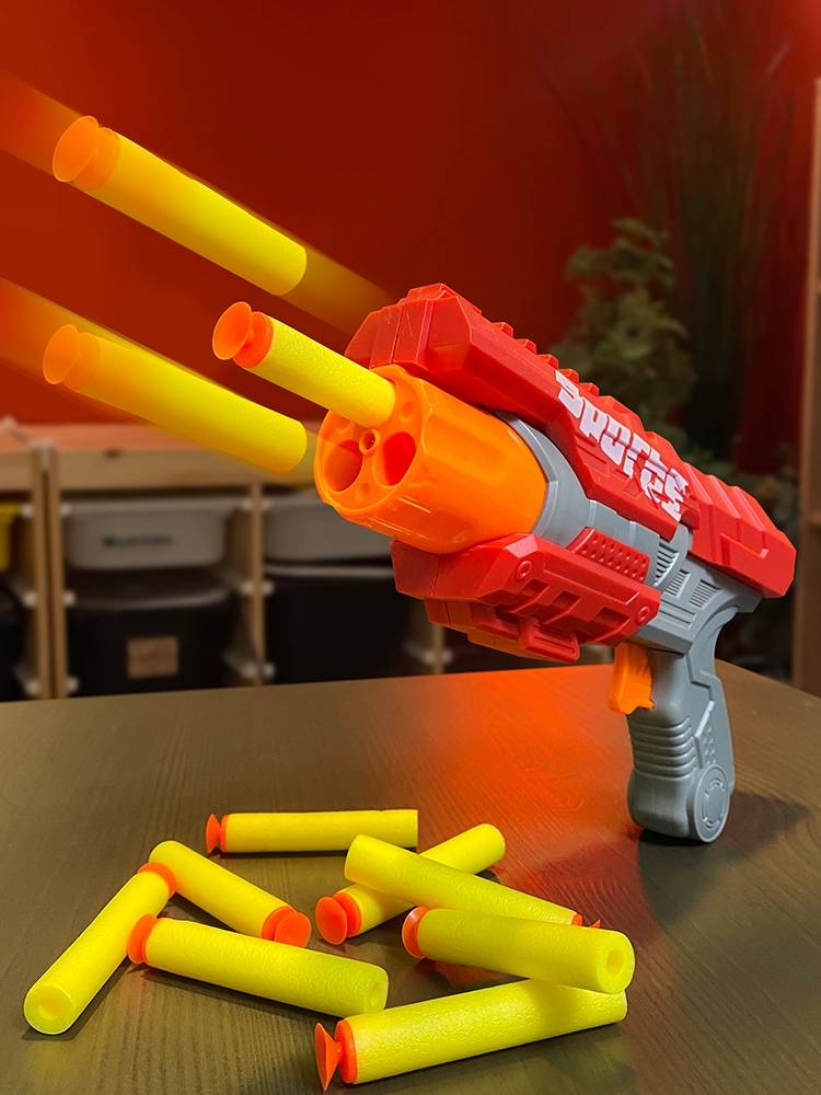Children's soft shotgun little boy sucks cotton cotton bullet launcher baby outdoor shooting launch pistol toy