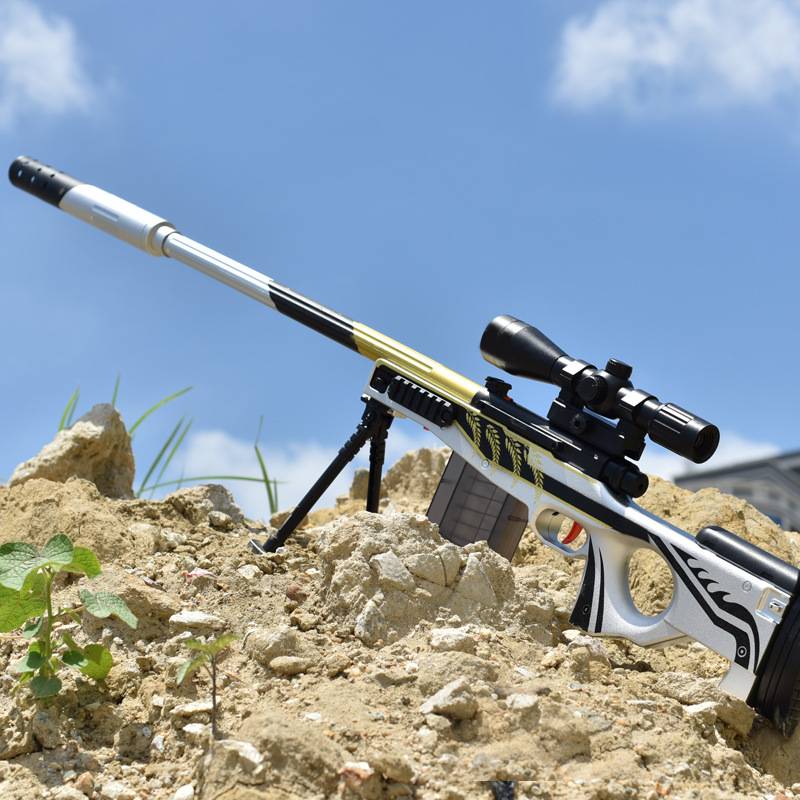Luochen AWM Dark Flame Dragon Sniper Gun Hand Manually throwing the shell of the golden dragon bone soft shotgun boys and children shoot toys