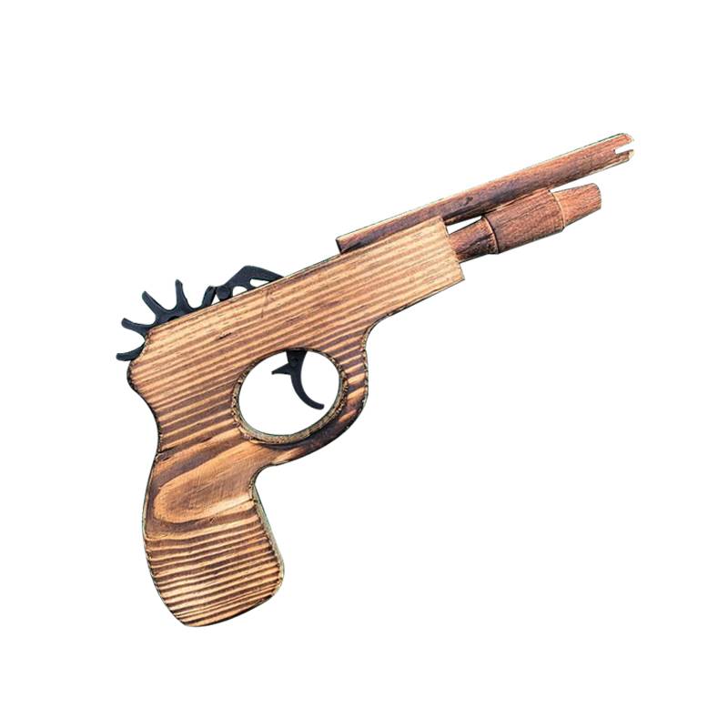 Wooden pistol rubber band hair connecting model Classic nostalgic rifle stage prop Soft shotguns, childhood memories shooting