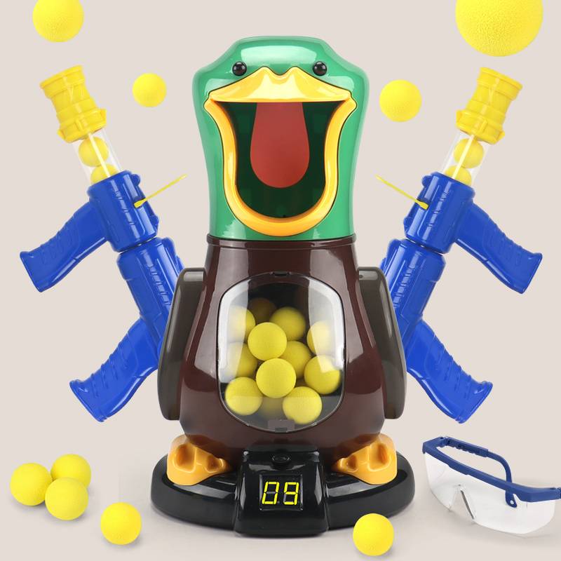 Children hit me duck, shooting toy birthday gift, girl bounce air power soft shotgun parent -child 6 men 3