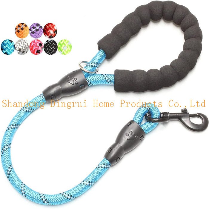 Heavy Duty Durable Braided Nylon Lead with Rubber Stopper & Padded Handle - No Pull Walking for Medium Large Dogs