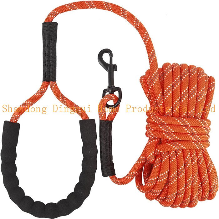 Heavy Duty Durable Braided Nylon Lead with Rubber Stopper & Padded Handle - No Pull Walking for Medium Large Dogs