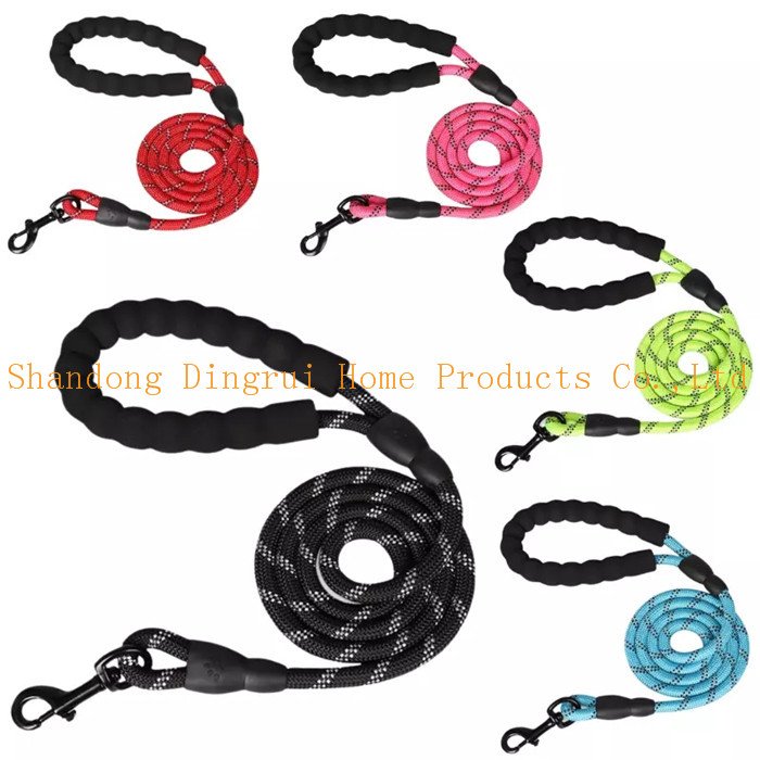 Heavy Duty Durable Braided Nylon Lead with Rubber Stopper & Padded Handle - No Pull Walking for Medium Large Dogs