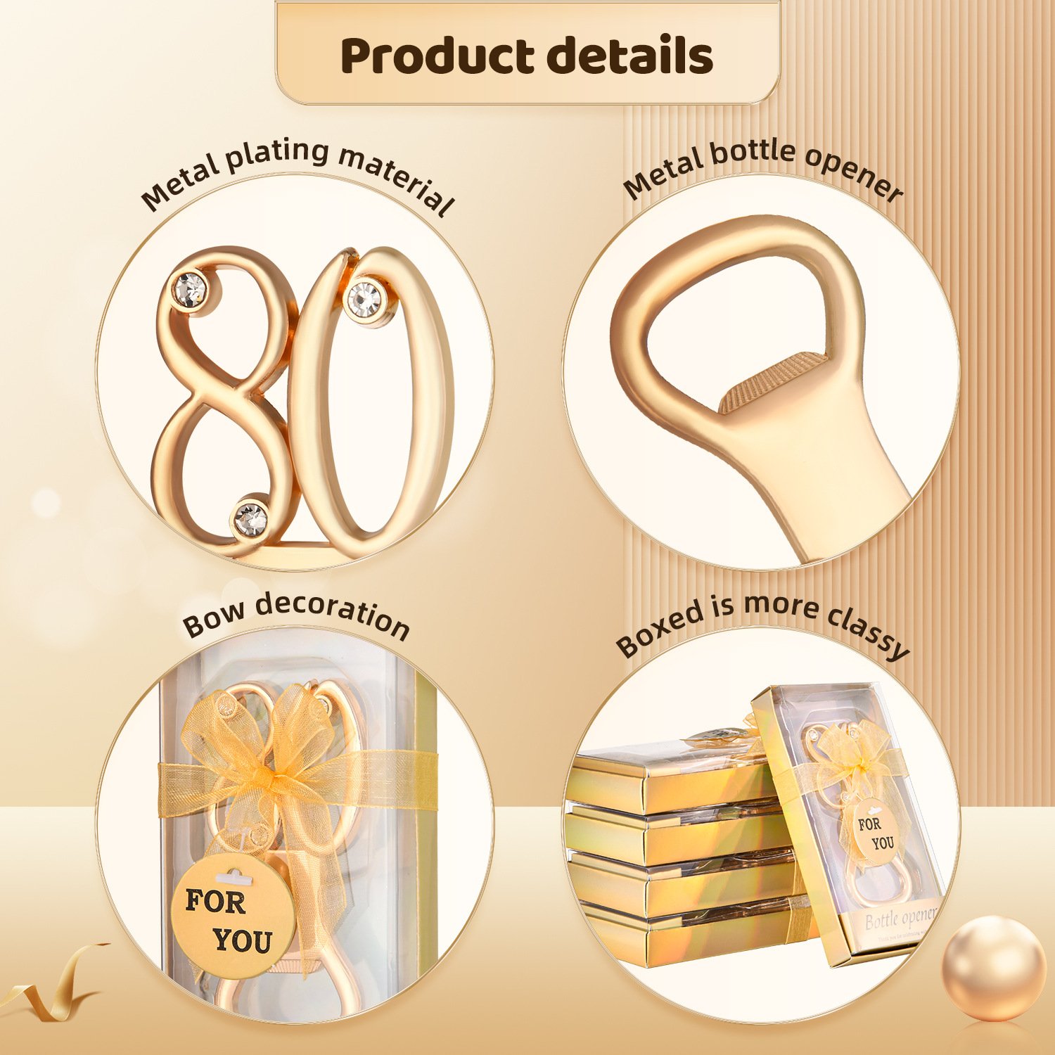 Golden Digital 18 30 40 60 65 80 Design Bottle Opener Wedding Birthday Activity Party Souvenirs Beer Opener Gifts for Guests