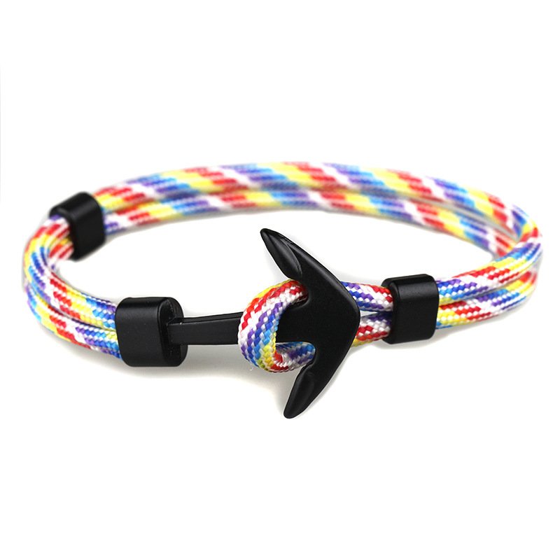 New Trendy Boat Anchor Multiplayer Milan Rope Bracelet Nylon Rope Bracelets Summer Jewelry for Men