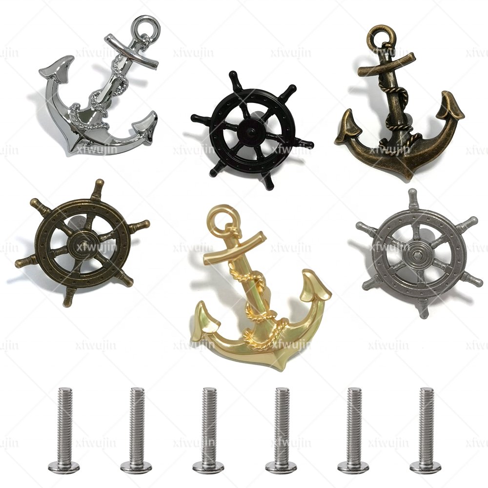 Nordic Wind Creative Boat Anchor Rudder Ocean Wind Handle Furniture Hardware Decoration Zinc Alloy Single-hole Handle Fittings