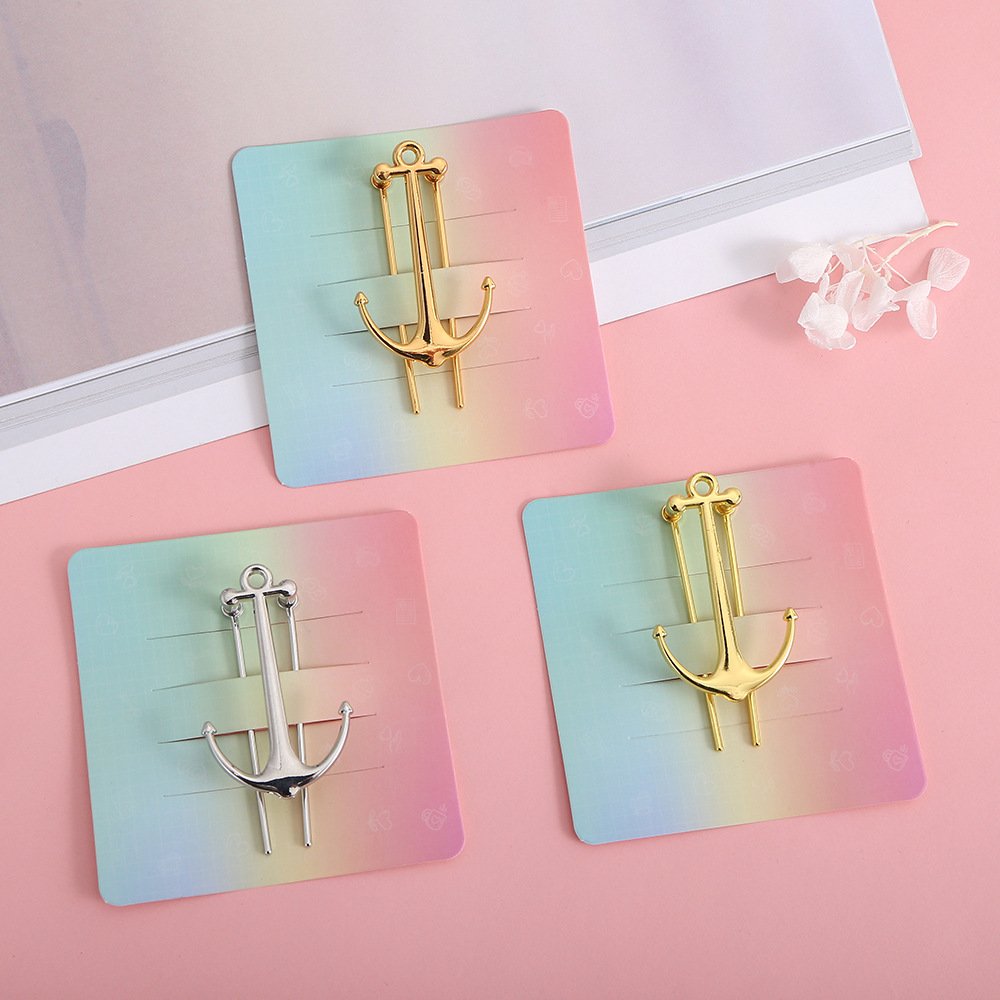 1pc Personalised Double Pole Boat Anchor Creative Bookmarks Students Literature Gifts Fun Page Clip Design Metal Bookmarks