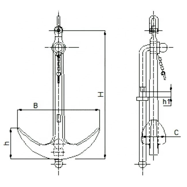 50kg 100kg High Quality Black Printed Marine Boat Anchor