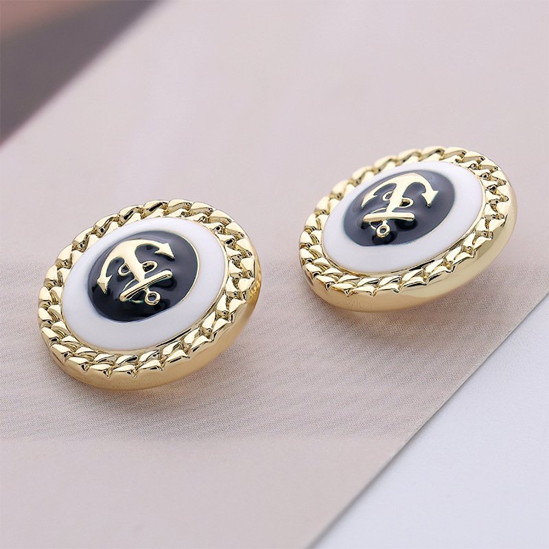 British Style Metal Buttons Fashion Hand Stitched Boat Anchor Oil Suit Jacket Knitted Sweater Decorative Beads Shank Decoration