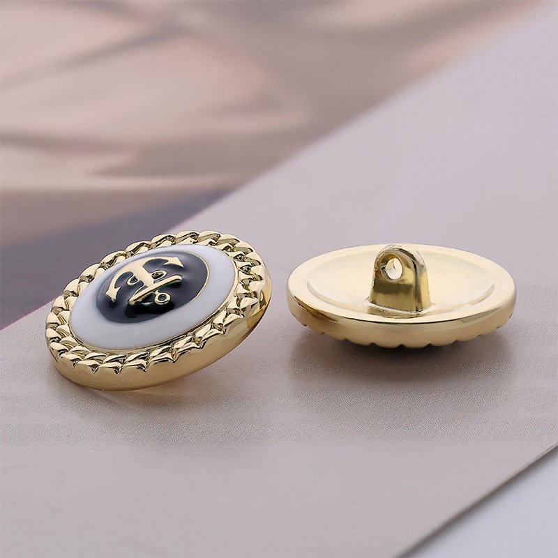 British Style Metal Buttons Fashion Hand Stitched Boat Anchor Oil Suit Jacket Knitted Sweater Decorative Beads Shank Decoration
