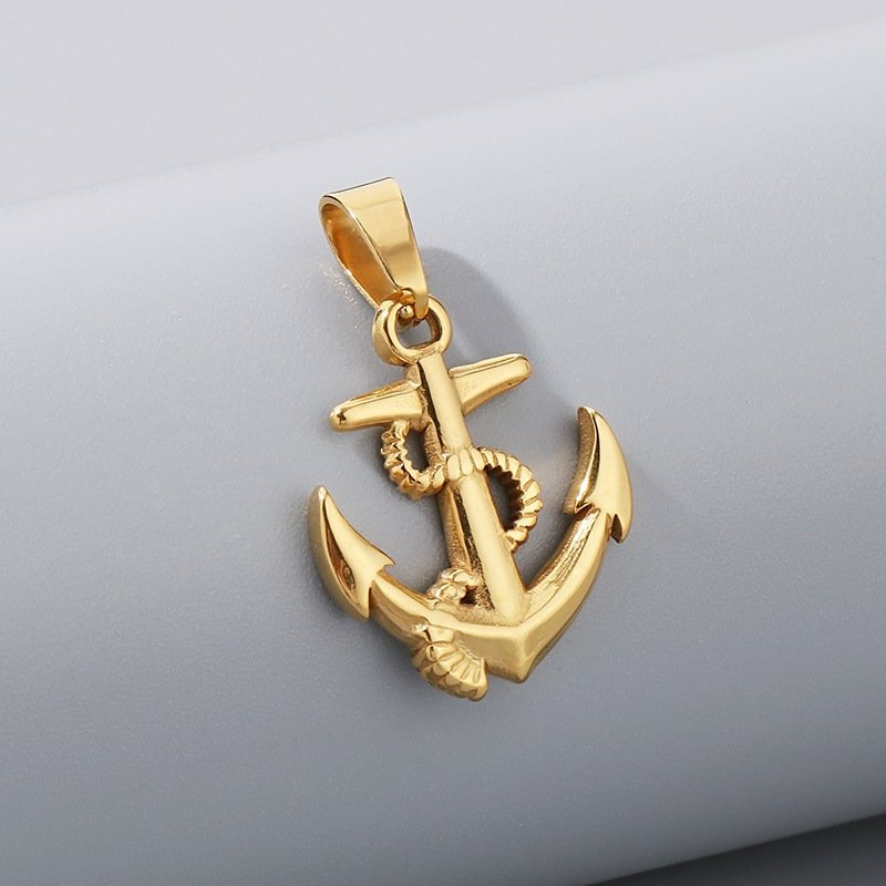 Creative Anchor Pendant Necklace Fashion Popular Sweater Necklace Personality Hip Hop Stainless Steel Anchor Necklace