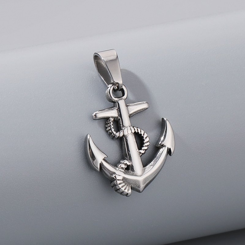 Creative Anchor Pendant Necklace Fashion Popular Sweater Necklace Personality Hip Hop Stainless Steel Anchor Necklace