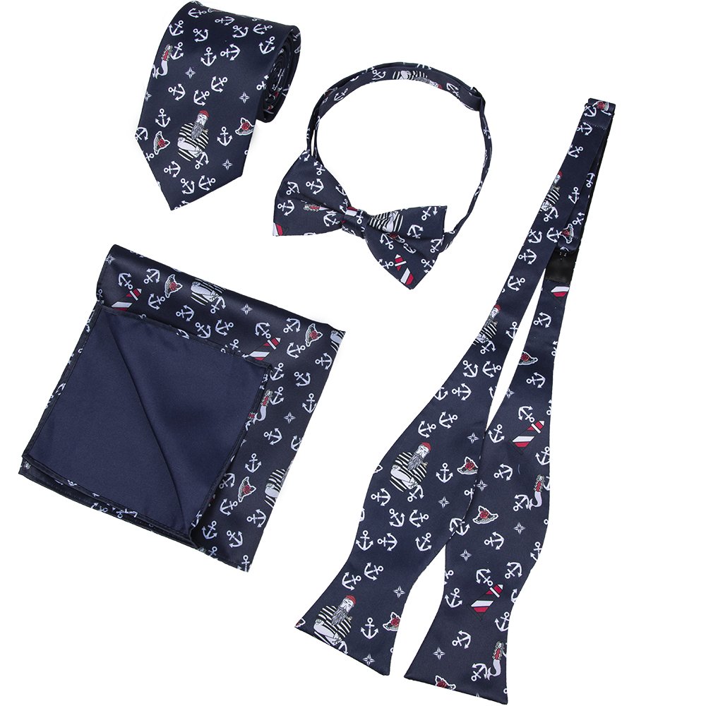 NAVY BLUE NAUTICAL ANCHOR LIGHTHOUSE FISHER SANTA CLAUSE ROSE DESIGNER NECKTIE MERMAID SEA SAILING YACHTING MEN'S TIE