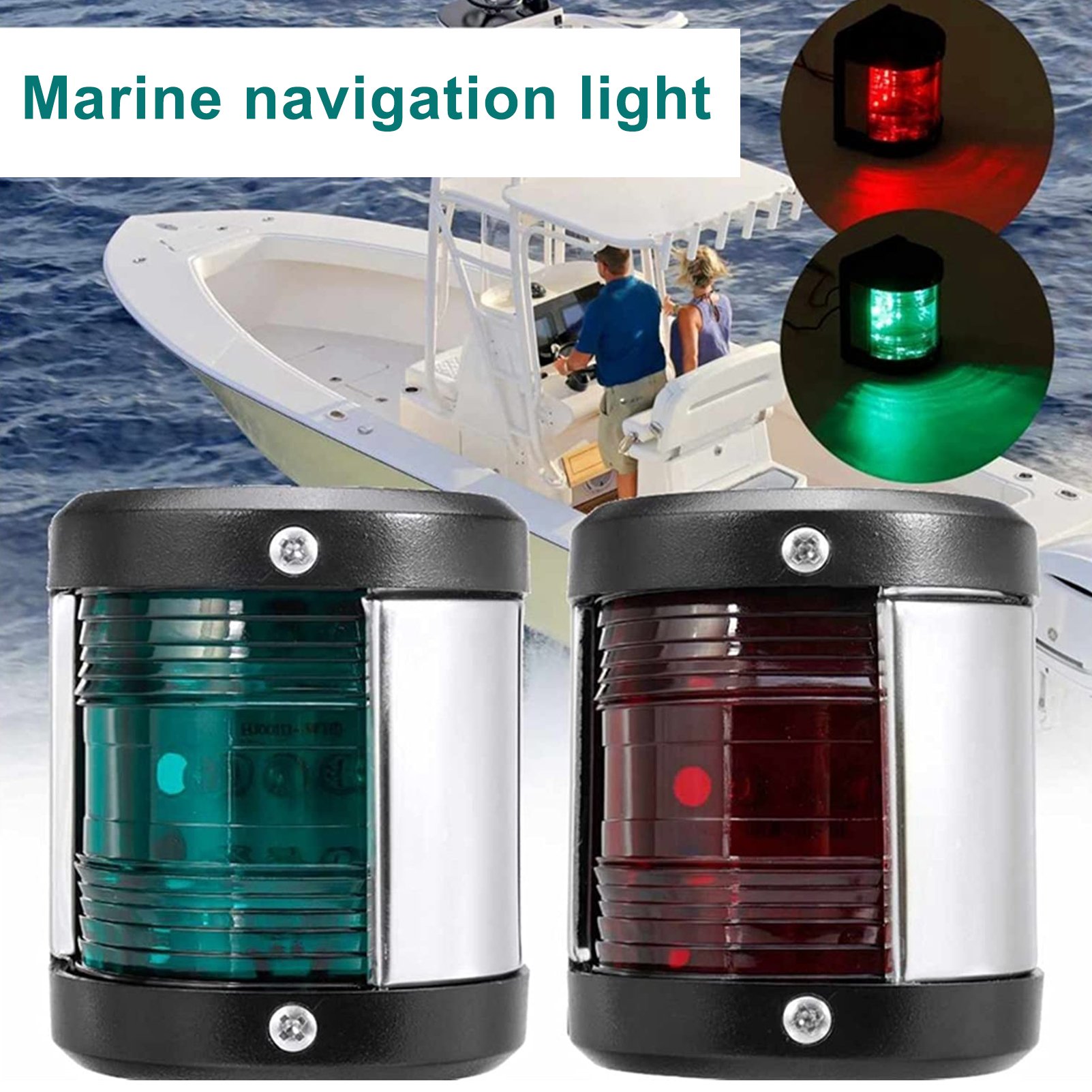 Boat Navigation Light 12V Red+Green LED Side Anchor Row Lights Marine Ship Yacht Kayak Navigation Lights
