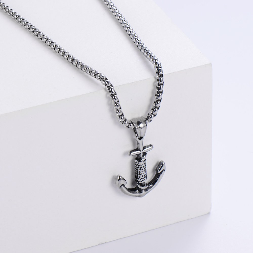 Hip Hop Jewelry Unisex Titanium Steel Spot Wholesale Stainless Steel Pendant Necklace Pirate Boat Anchor