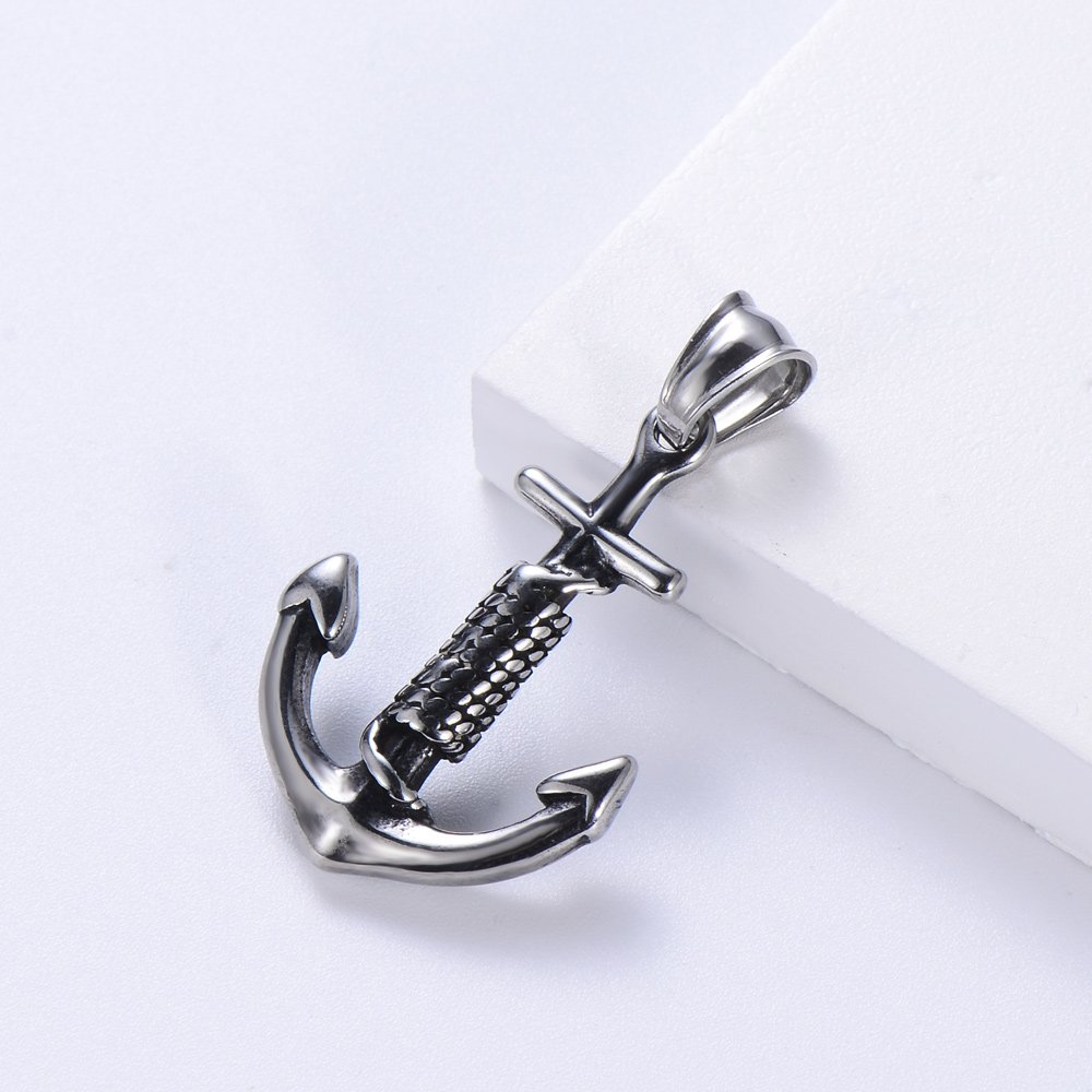 Hip Hop Jewelry Unisex Titanium Steel Spot Wholesale Stainless Steel Pendant Necklace Pirate Boat Anchor