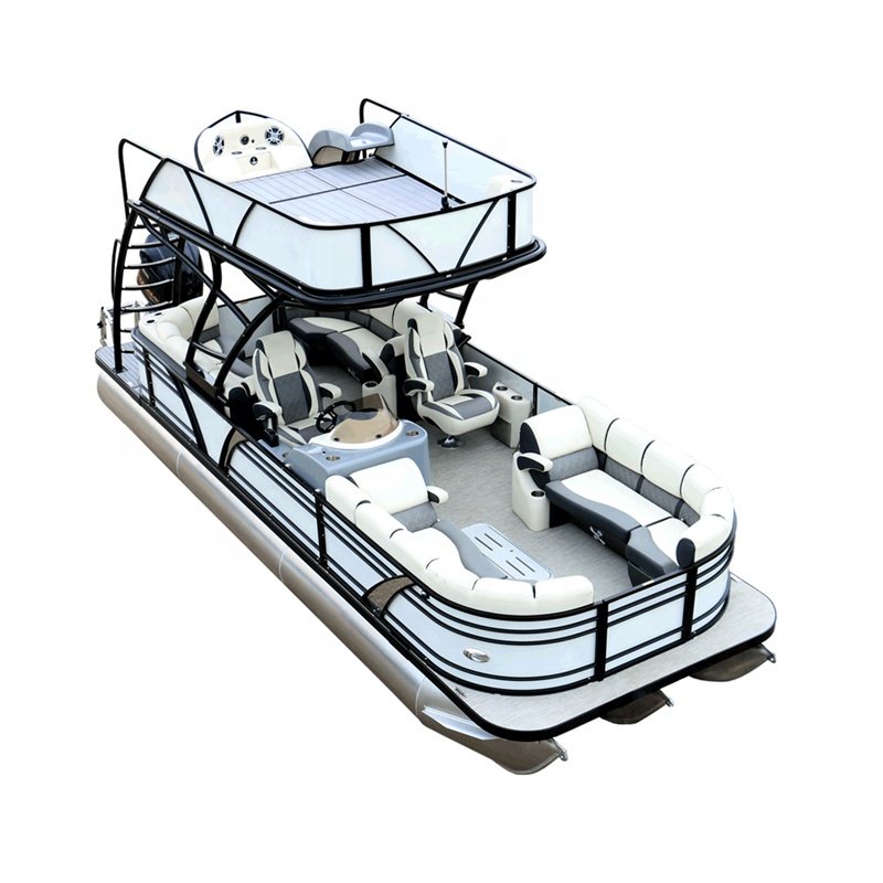 2023 Hot Sale 30FT Luxury Double Decker Pontoon Rowing Boat With Bathroom and Slides