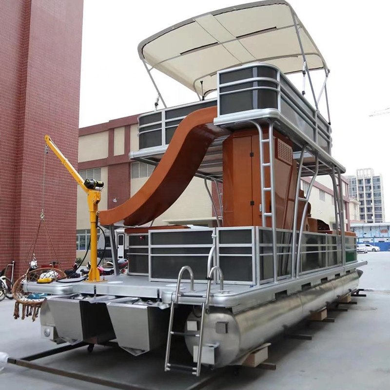 2023 Hot Sale 30FT Luxury Double Decker Pontoon Rowing Boat With Bathroom and Slides