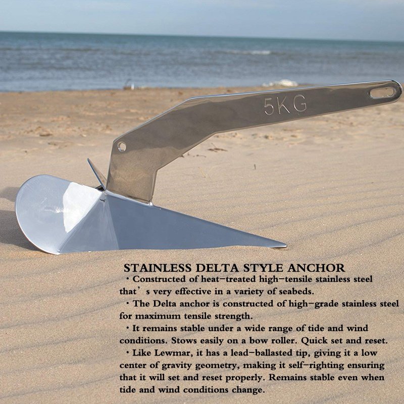 Mirror Polished 316 Stainless Steel H-Q Boat Anchor Delta Anchor for Yacht