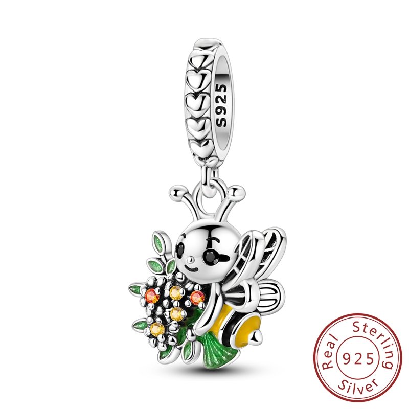 New S925 Sterling Silver Charm Bead Bee Love Life Tree Boat Anchor Pendant Charm DIY Bracelet for Women Gifts Jewelry Wholesale