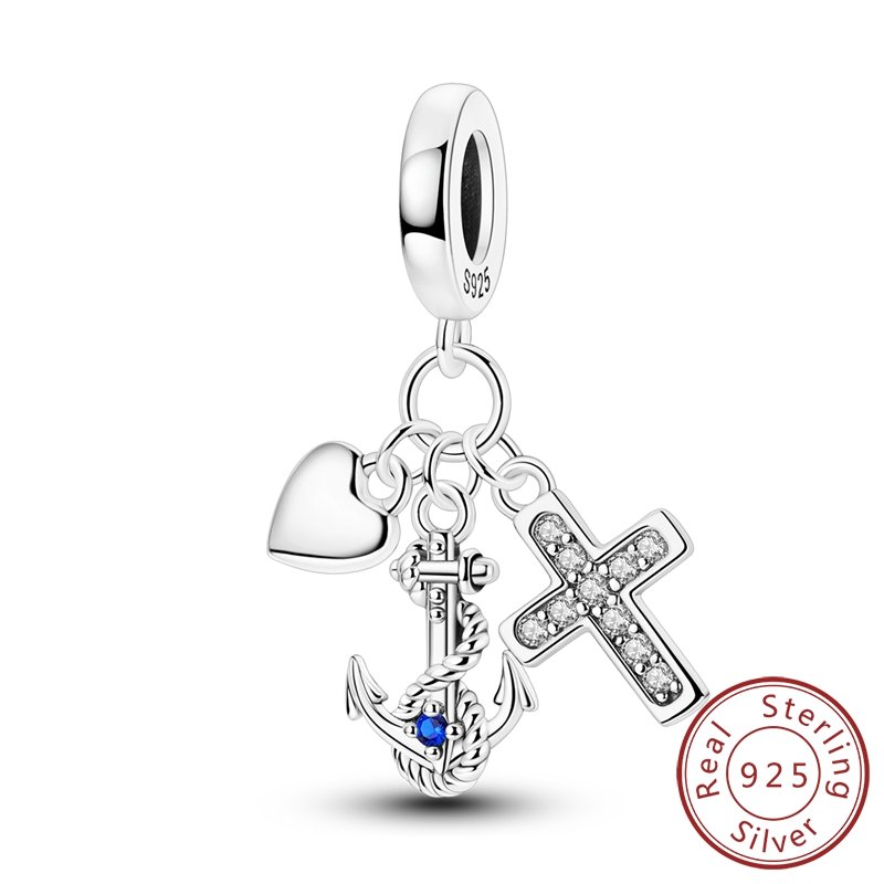 New S925 Sterling Silver Charm Bead Bee Love Life Tree Boat Anchor Pendant Charm DIY Bracelet for Women Gifts Jewelry Wholesale