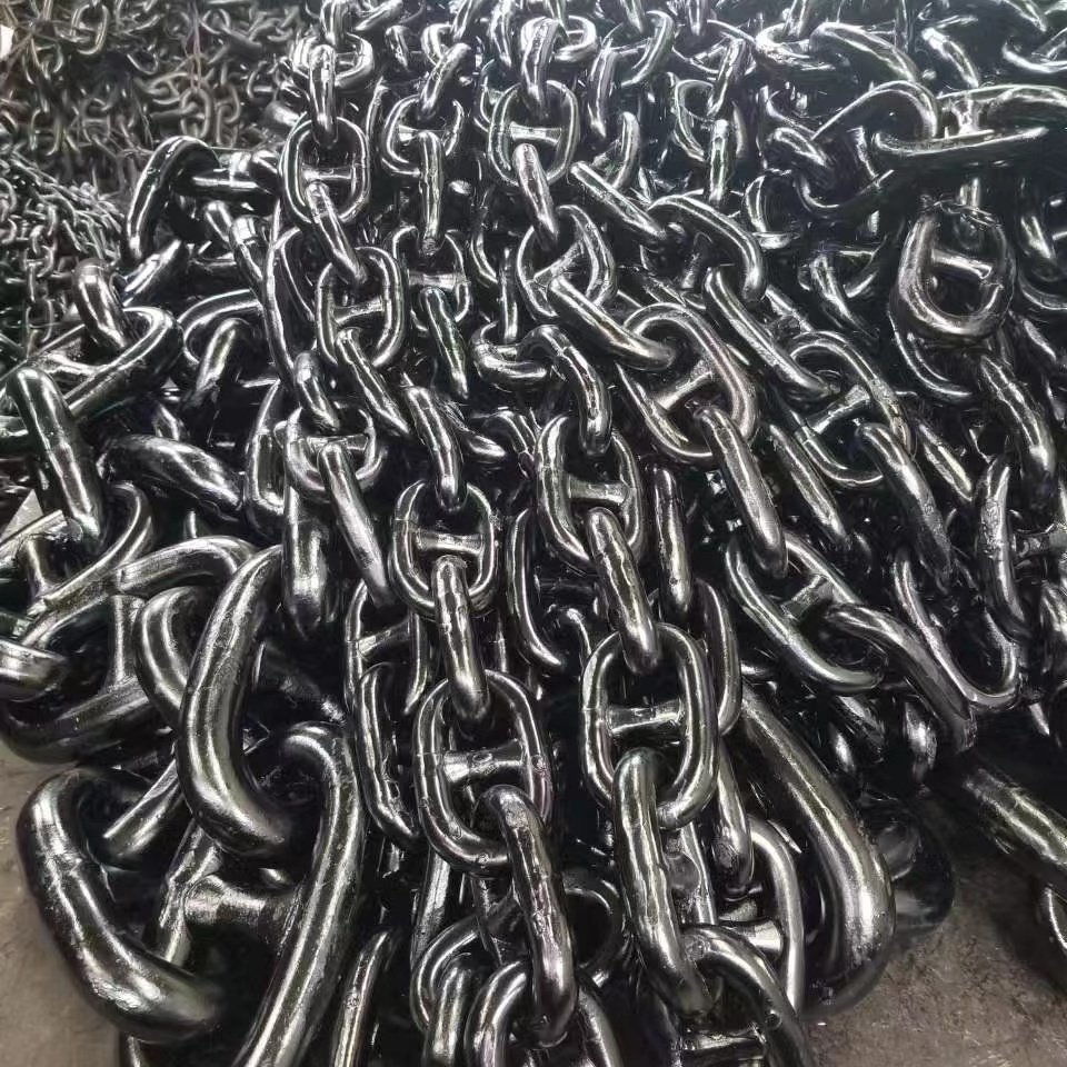 Studless Link Sea Boat Buoy Ship Anchor Chain for Sales Wholesale U3 U2 Steel Standard Black Heart Hook Silver Chain Necklace