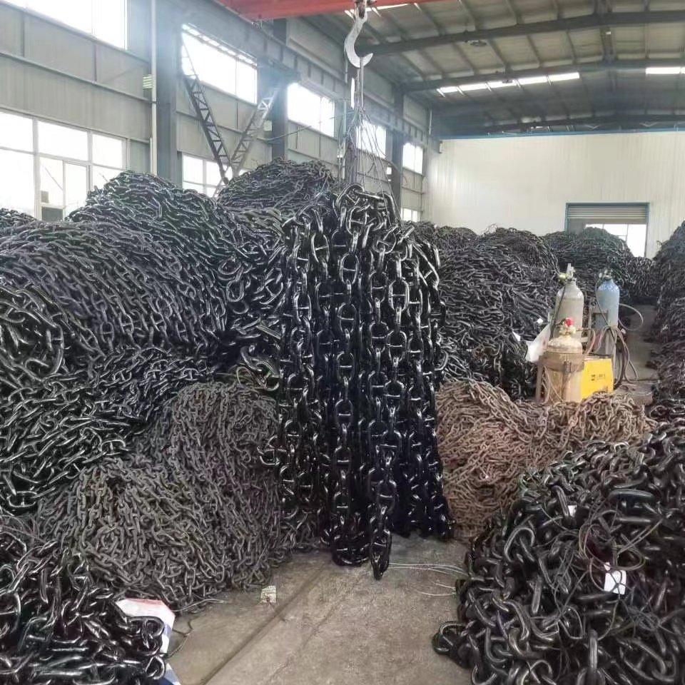 Studless Link Sea Boat Buoy Ship Anchor Chain for Sales Wholesale U3 U2 Steel Standard Black Heart Hook Silver Chain Necklace