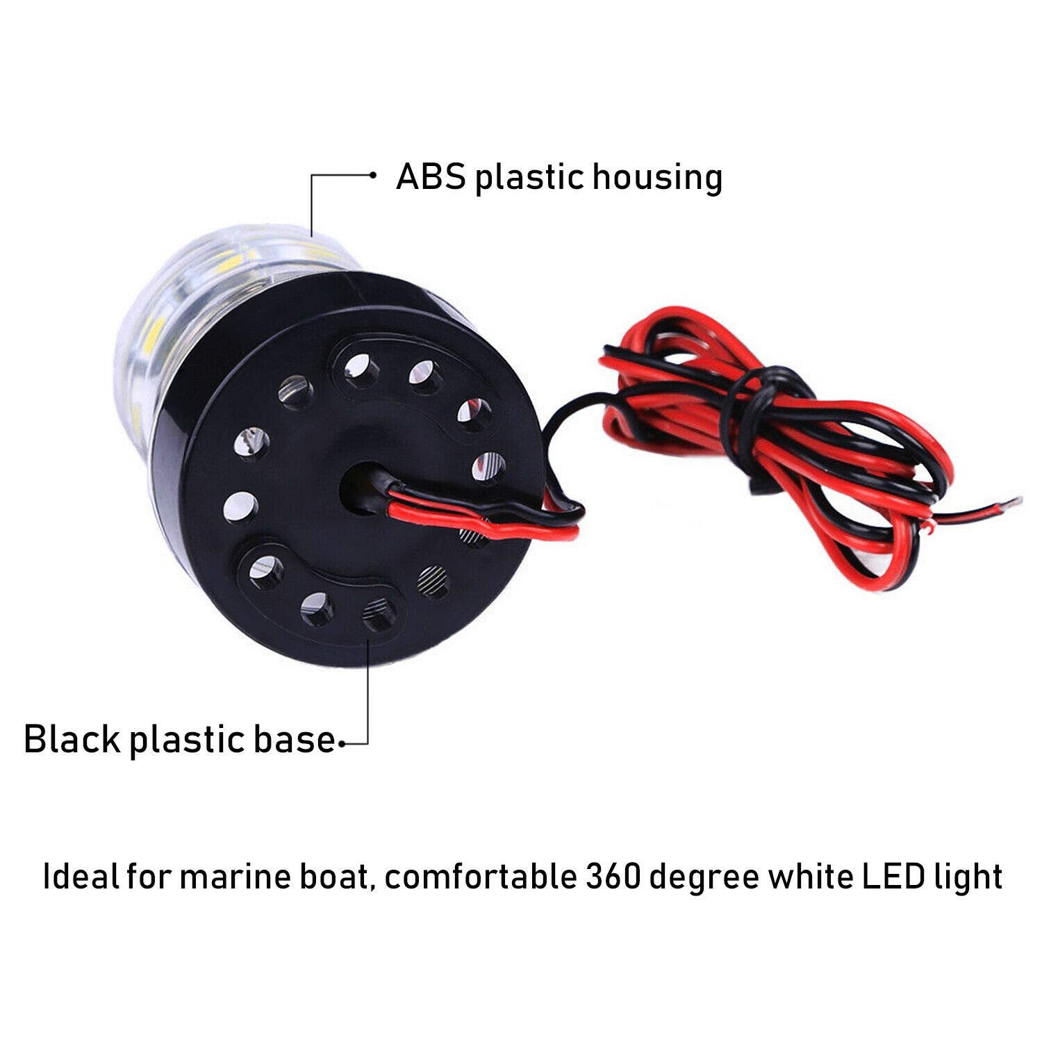 Boat Navigation Anchor Light 12V All Round 360 Degree Red/Green/White LED Daylight Masthead Light Marine Waterproof Signal Light