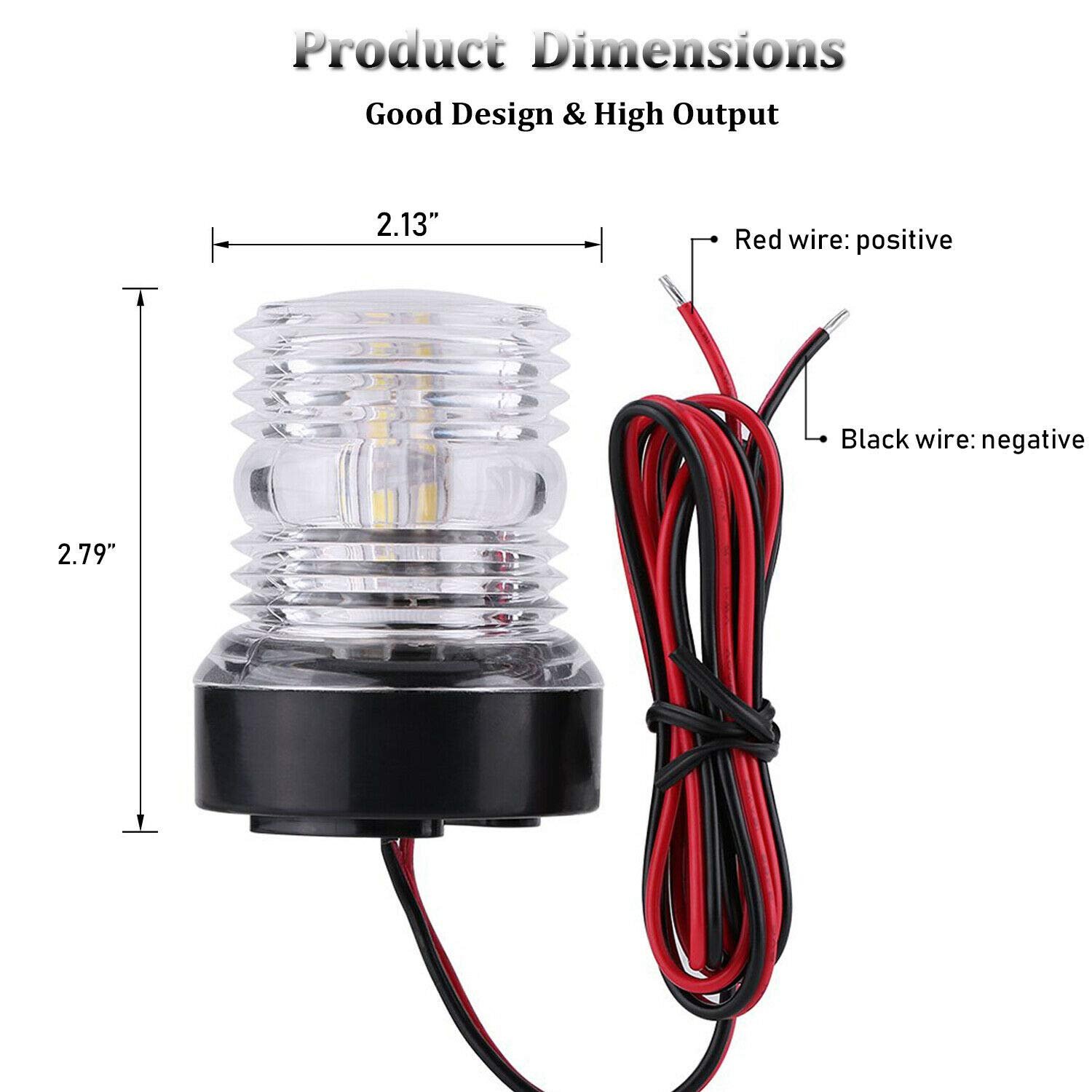 Boat Navigation Anchor Light 12V All Round 360 Degree Red/Green/White LED Daylight Masthead Light Marine Waterproof Signal Light