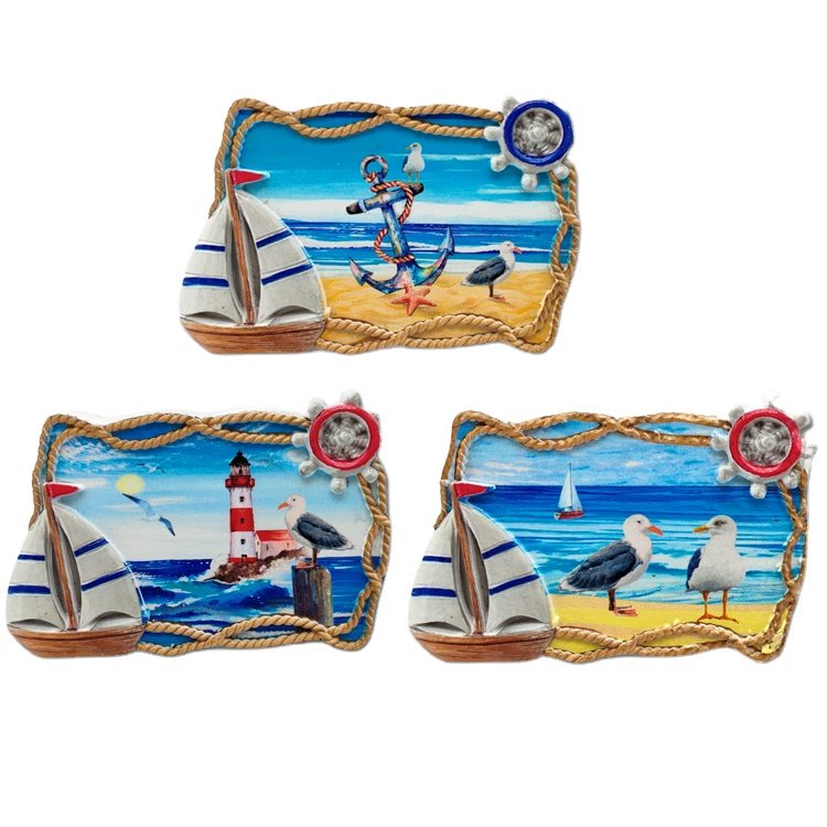 Factory Wholesale Custom logo Resin Marine Seagull Anchor Sailboat Nautical Sail Boat Souvenirs Fridge Magnet