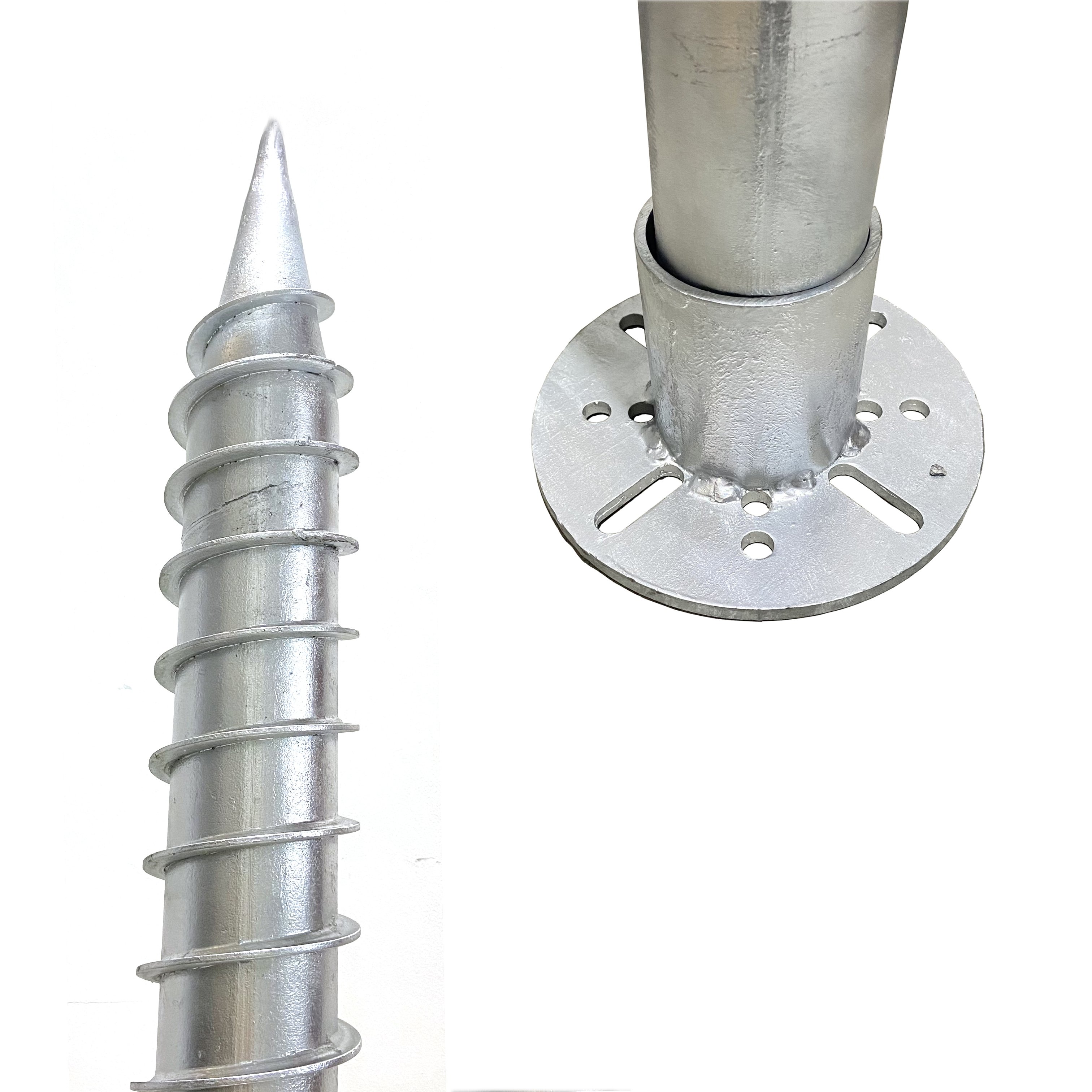 HDG Flange Head Adjustable Helical Pile Solar Ground Anchors For Solar Panel Installation