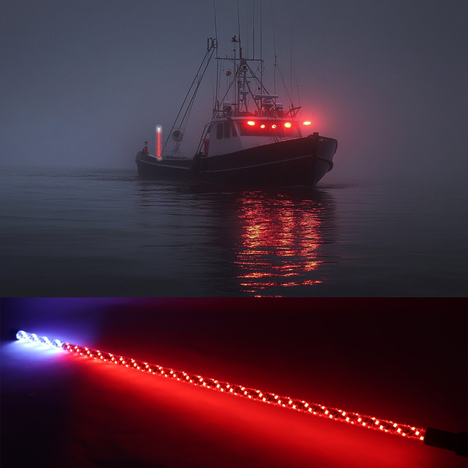 Direct Selling 12V 3ft 4ft 5ft Pontoon Boat Led Whip Lights Led Navigation RGB Chasing Boat Pole Whip Light