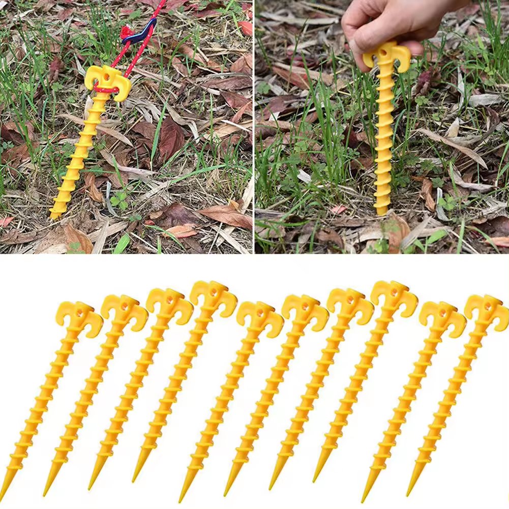 Plastic Tent Hook Stakes Camping Tents Accessories Ground Support Nails Peg Screw Anchor Shelter