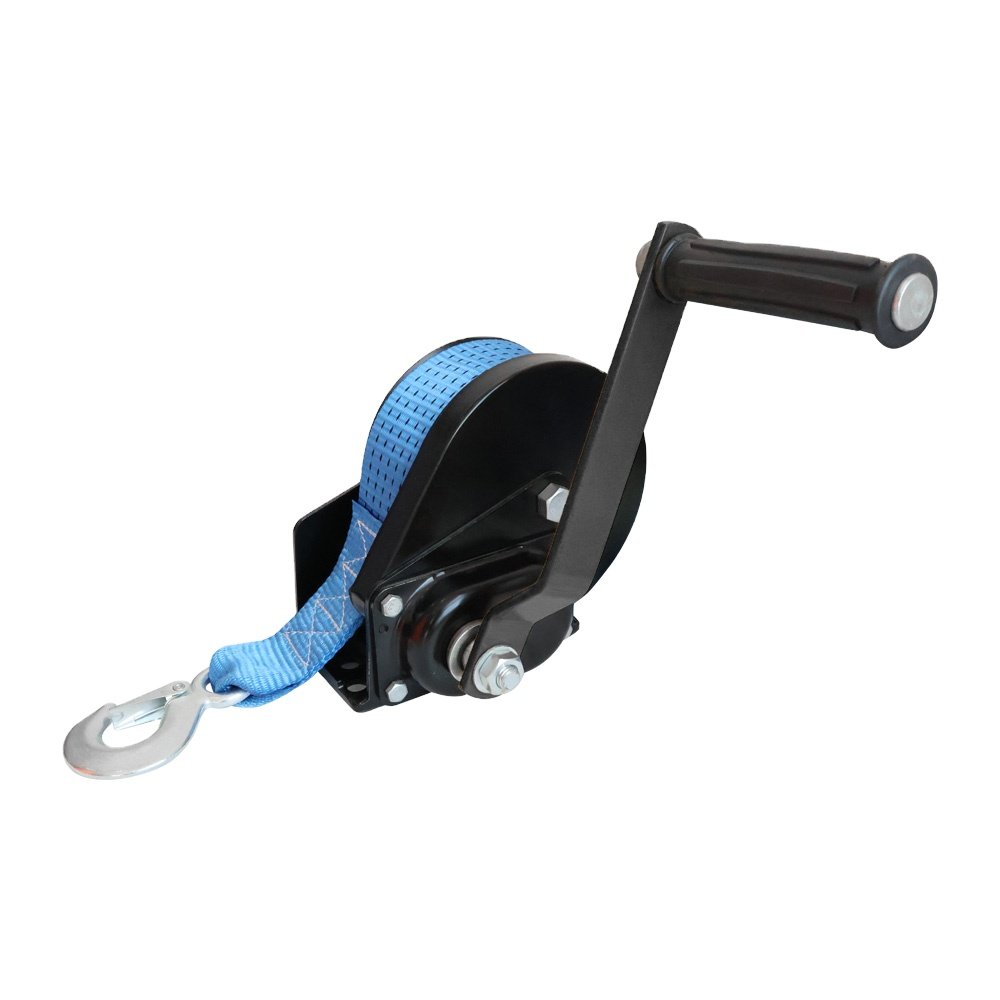 1000KG advanced self-locking manual belt winch, marine trailer hand cranked winch with webbing anchor winch