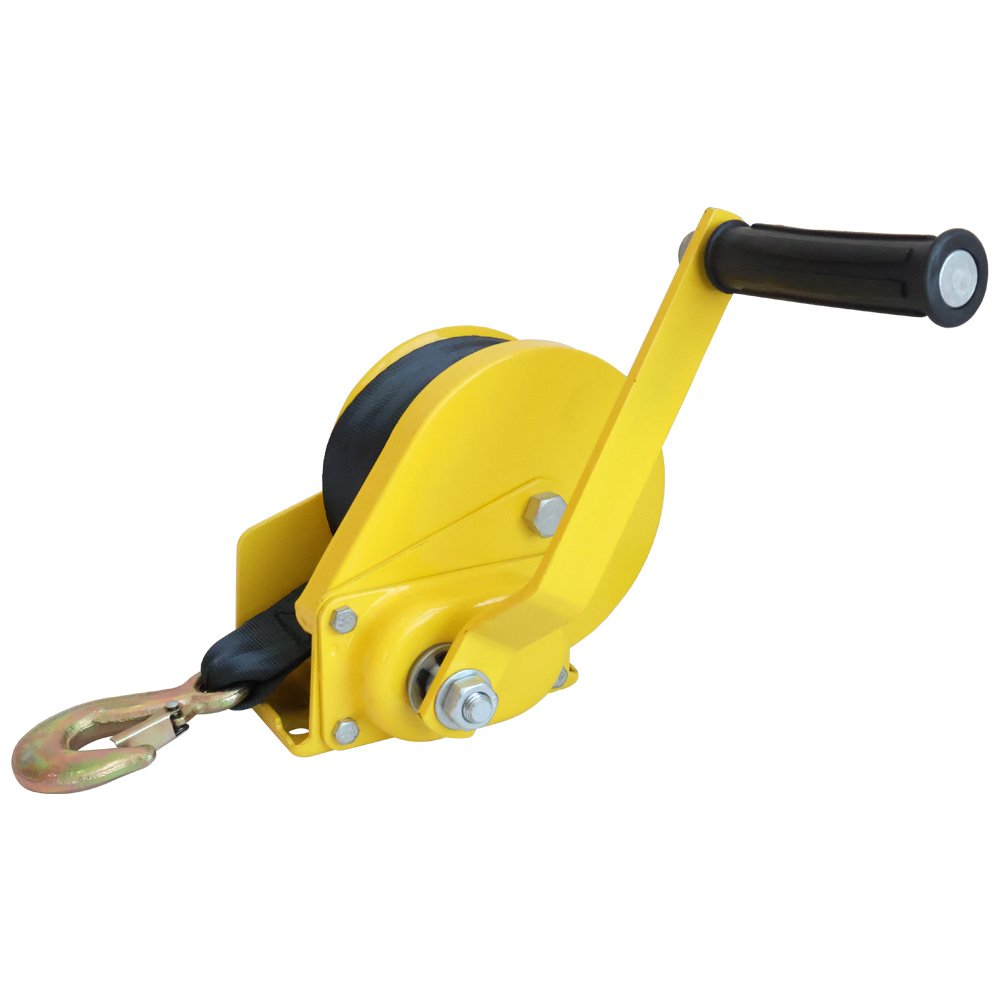 1000KG advanced self-locking manual belt winch, marine trailer hand cranked winch with webbing anchor winch