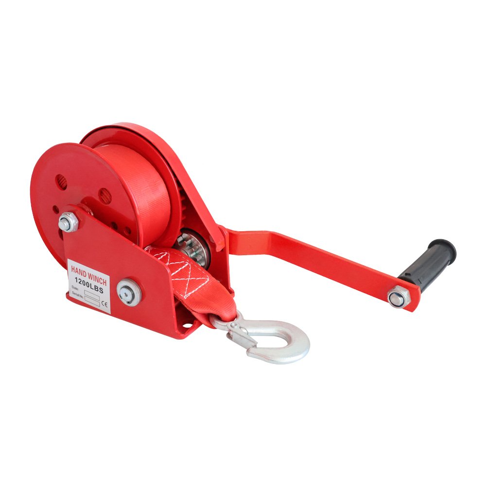 1000KG advanced self-locking manual belt winch, marine trailer hand cranked winch with webbing anchor winch