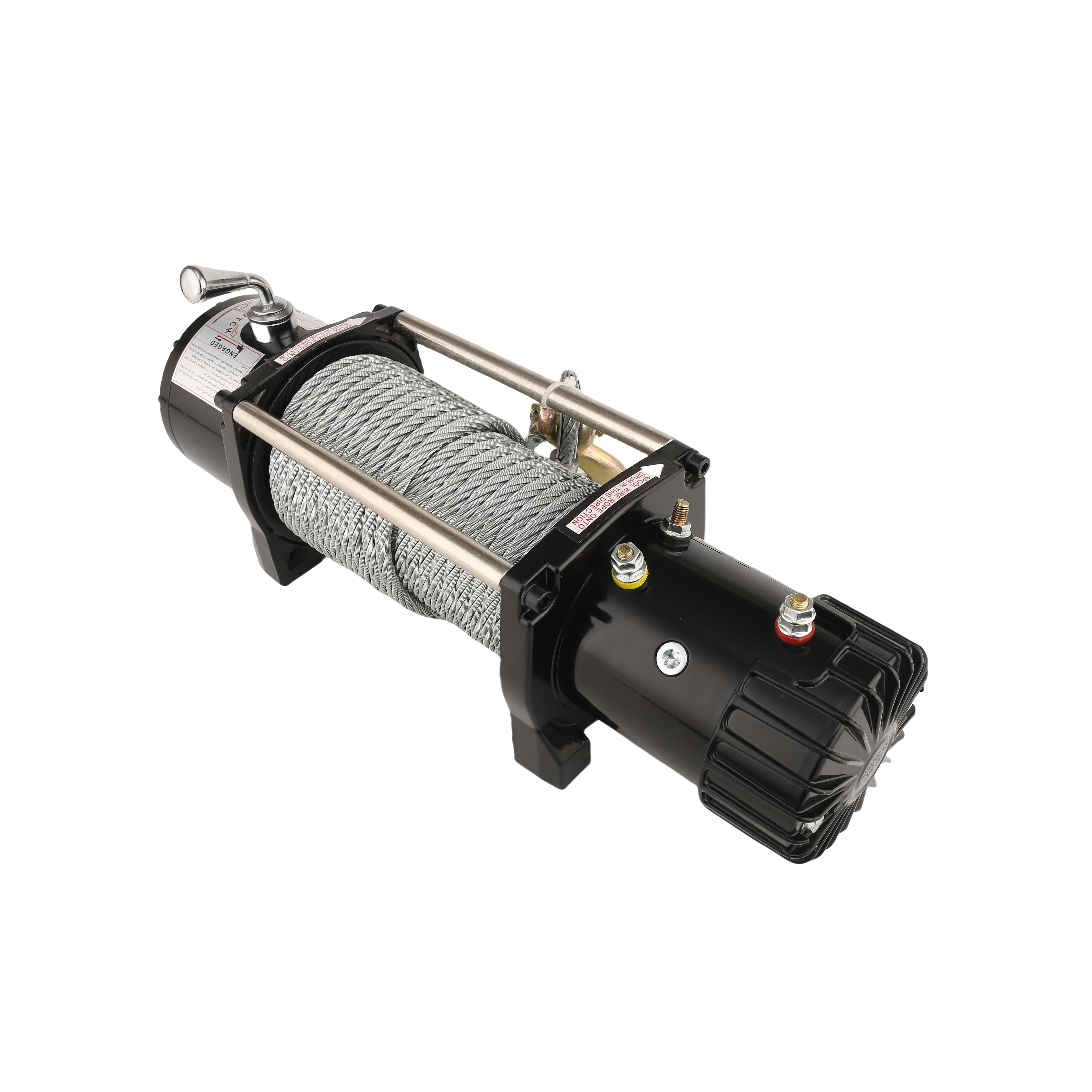 12 Volts 4x4 Electric Winch with 13500lbs DC Motor Manual Steel Wire Rope Remote Control for Cars and Truck Cranes
