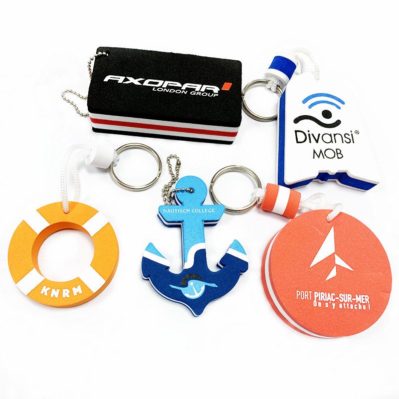 Wholesale Custom Logo EVA Foam Floating Keyring Water Buoyant Keychain High Quality Promotional Boat Floating Keychain for Sport