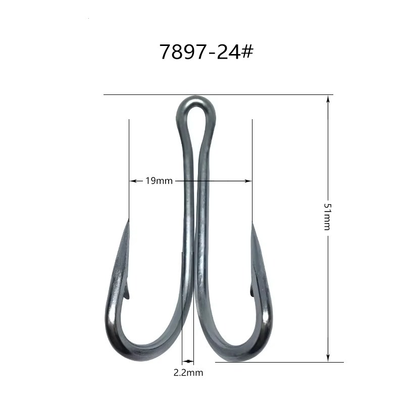 Custom Stainless Steel 7897 Fishing Hooks Frog Soft Lure Chicken Claw Double Anchor Hook