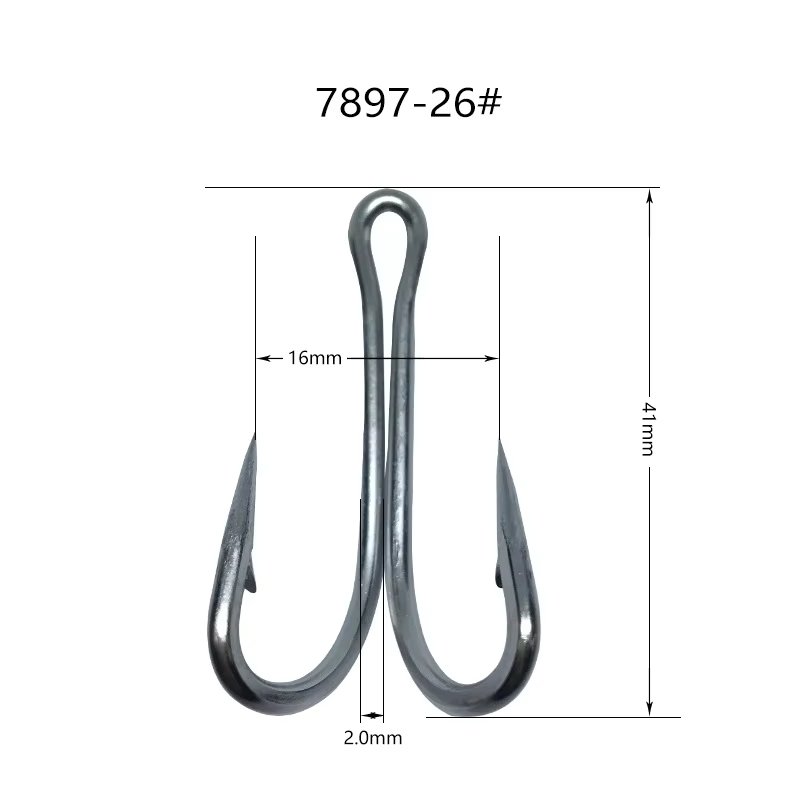 Custom Stainless Steel 7897 Fishing Hooks Frog Soft Lure Chicken Claw Double Anchor Hook