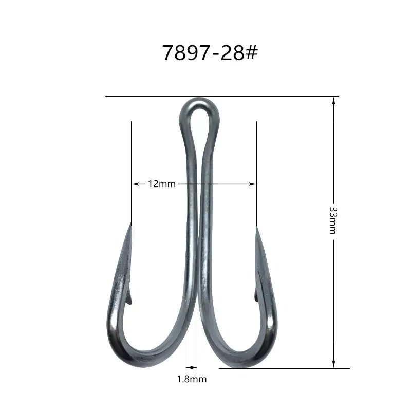 Custom Stainless Steel 7897 Fishing Hooks Frog Soft Lure Chicken Claw Double Anchor Hook