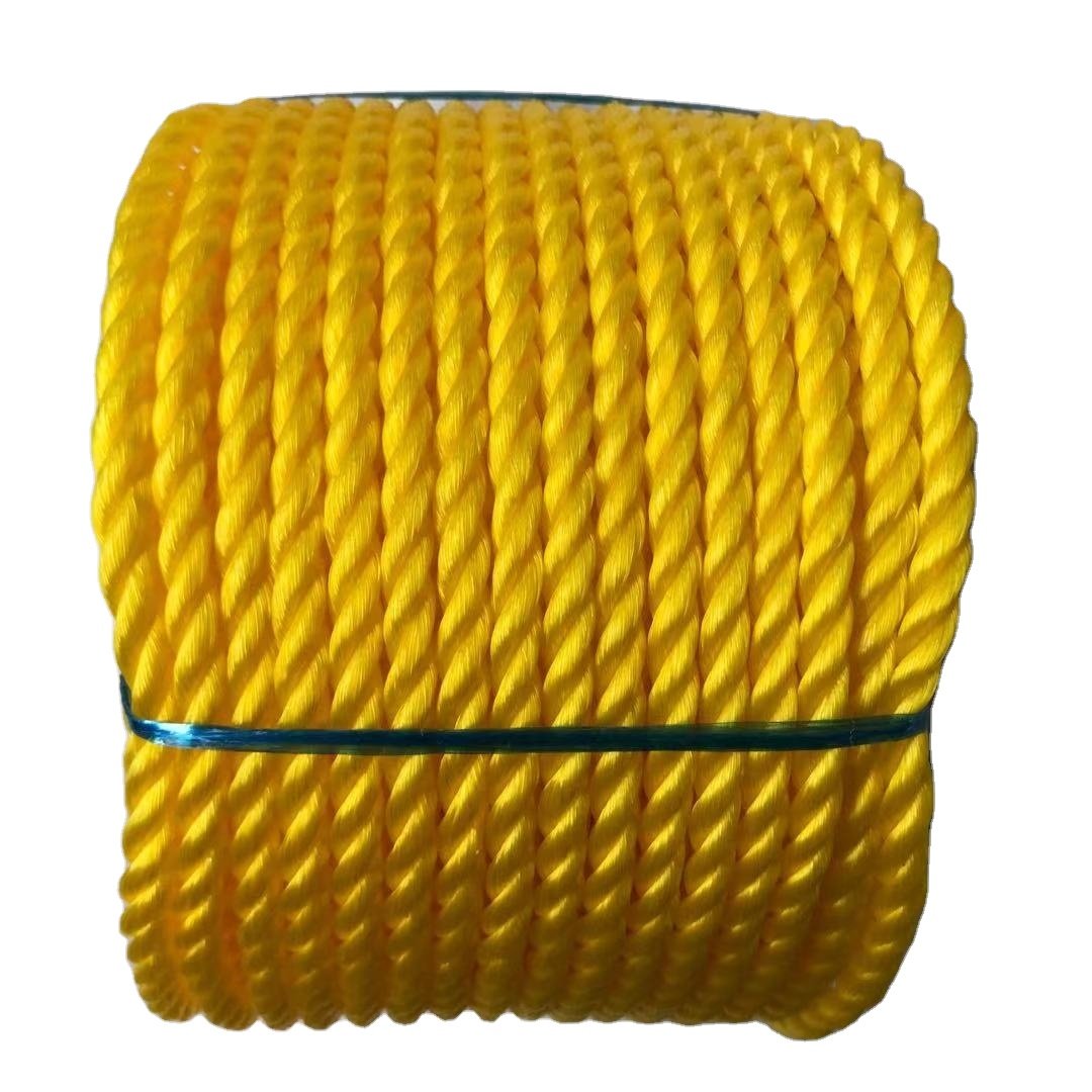 High Quality Polypropylene 3 Strand Twisted PE Twine Nylon Marine Fishing Rope PP Danline Rope for Packaging