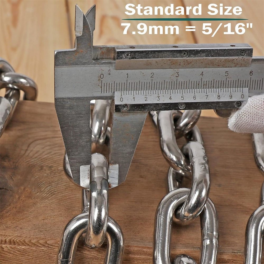 316 Stainless Steel 5/16" Boat Anchor Chain With 3/8" Anti-Off Shackles Marine Grade